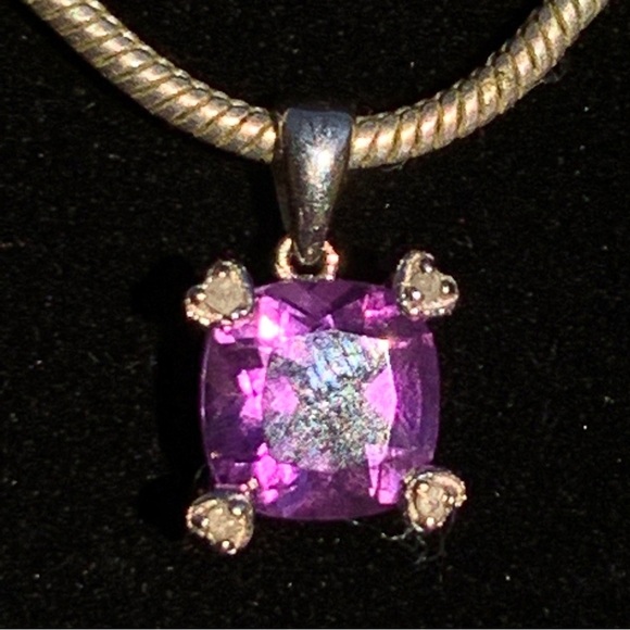 Stunning Amethyst Gemstone Necklace With 1.5 mm 925 Silver Chain